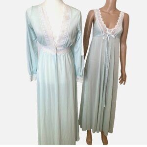 OLGA Aqua Vintage Rare Secret Hug Peignoir & Robe Nightgown 9726 Size 32